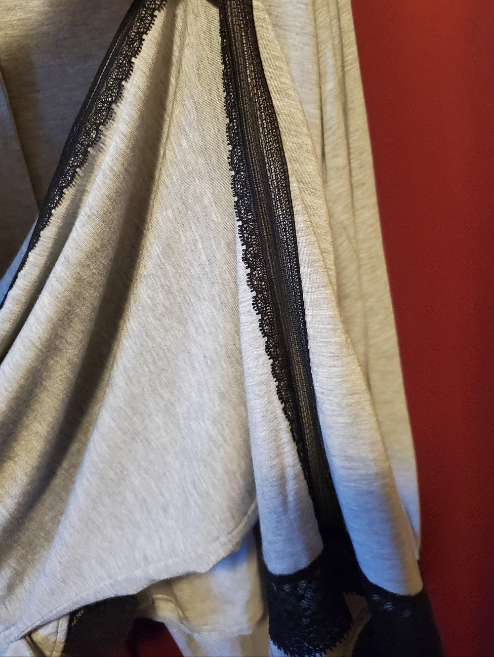 Victoria's Secret Gray & Black Two-Piece Pajama Set with Black Lace Accent Trim - Picture 9 of 11